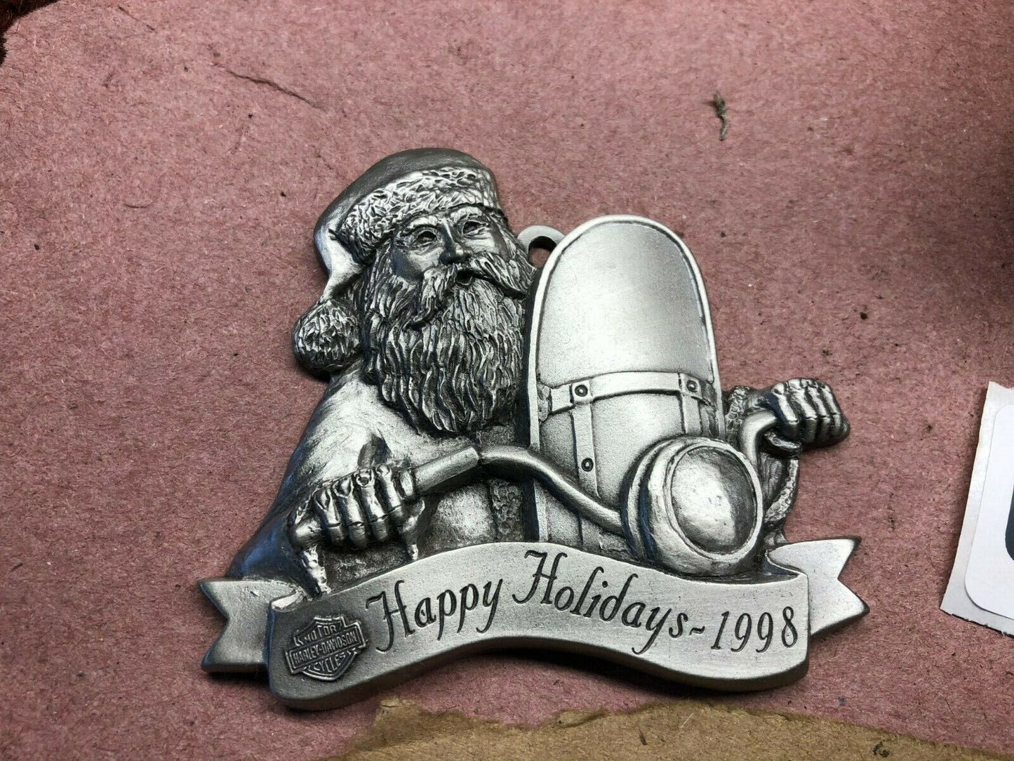 Harley Davidson 1998 Pewter Holiday Ornament Jolly Rider Christmas New in Box
